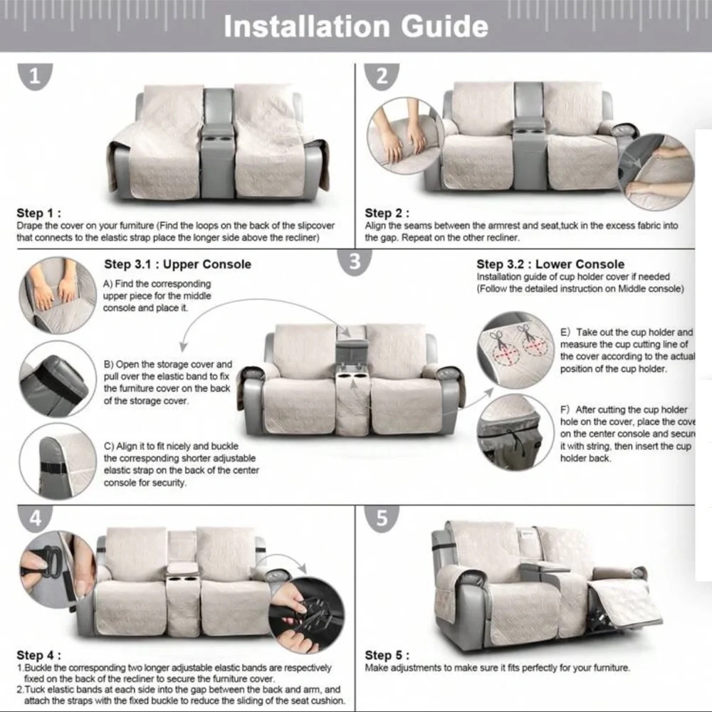 Recliner Slipcover Set - Cream